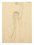 Self Portrait with a Raised Arm and Red Mouth  1909