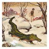 Peter Follows the Crocodile  Illustration from 'Peter Pan' by JM Barrie