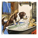 Nana Baths Michael  Illustration from 'Peter Pan' by JM Barrie