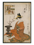 The Courtesan  Karakoto of the Chojiya  Seated by an Arrangement of Plum Flowers