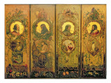 A Four Leaf Screen with Portraits of Shakespeare  Milton  Chaucer and Spenser