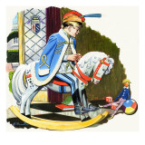 Boy on Rocking Horse  Illustration from 'Teddy Bear'