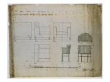 Designs for an Upholstered Chair and a Spindle Chair Shown in Elevation and Plans  1909
