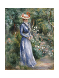 Woman in a Blue Dress Standing in the Garden at Saint-Cloud