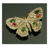Late Victorian Multi-Gem Set Butterfly Brooch  C1880