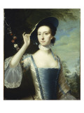 Portrait of a Lady by a Garland of Flowers  in a Landscape