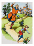 The Giant Chases Jack  Illusration from 'Jack and the Beanstalk'  1969