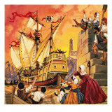 Columbus Setting Sail in the Santa Maria in August 1492