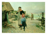 Fisherfolk Returning with their Nets  Etretat  1882