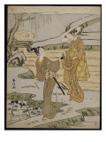 A Summer Scene on a Raised Embankment of a Young Man Cutting an Aubergine