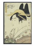 A Okubi-E Portrait of a Courtesan Representing the Hagi or Noki River