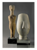 (Lto R) Figurine with Crossed Arms  Cycladic; Head of a Woman  Fragment of a Statue