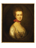Portrait of Miss Boone  Wearing a White Dress with Gold Embroidery and Pearl Chain