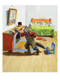 Wolf in Rabbit's House  Illustration from 'Brer Rabbit'