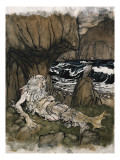 A Crowned 'Merman'  a Sea God Sleeping on a Rocky Shore