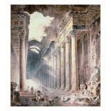 A Colonnaded Thermal Building  the Roof Partly Open to the Sky  with Girls Washing Clothes