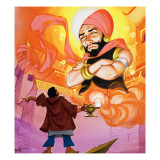 Aladdin Commanding the Genie  Illustration from 'Aladdin and His Wonderful Lamp'