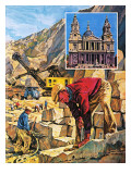 Portland Stone Quarry in Dorset  with Inset of St Paul's Cathedral