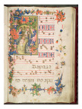 The Baptism of Christ  Historiated Initial 'H' with Decorative Border and Musical Notes