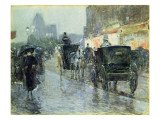 Horse Drawn Cabs at Evening  New York  C1890