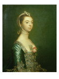 Lady North in a Blue and White Dress  1757