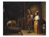 A Lady and a Gentleman Entering a Stable
