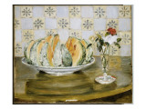 Still Life of a Melon and a Vase of Flowers  C1872