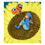 Fairy and Butterfly on a Sunflower