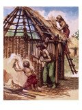 Early Britons Building Huts