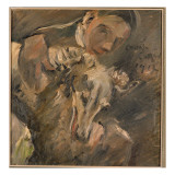 Max Mainer with a Siberian Greyhound  1917