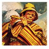 Peruvian Man Playing the Flute
