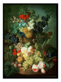 Still Life Mixed Flowers and Fruit with Bird's Nest