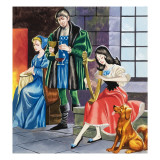 Snow White Playing the Harp for Her Father
