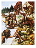 Pre-Historic Men Attacking Mammoths