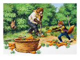 Brer Rabbit Spotting Bear and Fox Stealing Carrots