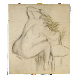 A Seated Nude Woman Styling Her Hair