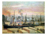 Sunset at Rouen  Boats Unloading Wood  1896