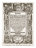 Titlepage to the Thirty-Nine Articles  1571