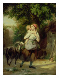 A Mother and Child with a Goat