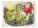 Dragon with Plump Bearded Man