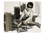 Child Playing a Record Player