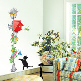 Kittens/Birds with Vintage Lamp/Mailbox