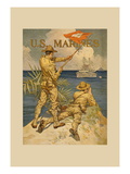 Marines Signaling from Shore to Ships at Sea