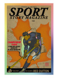 Hockey Player Skating Through Hole in Newspaper Headlines  c1943