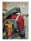 Boy Upset to See Santa Mechanic under Car Hood