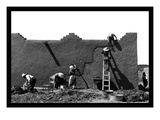 Spanish-American Women Replastering an Adobe House
