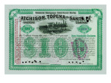 Atchison  Topeka and Santa Fe Stock Certificate