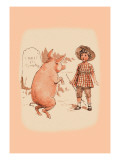 Pig on Hind Legs and Little Girl