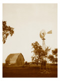 Country Days - Sepia Windmill and Barn