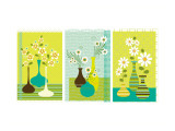 Retro Flowers in Vase Triptych